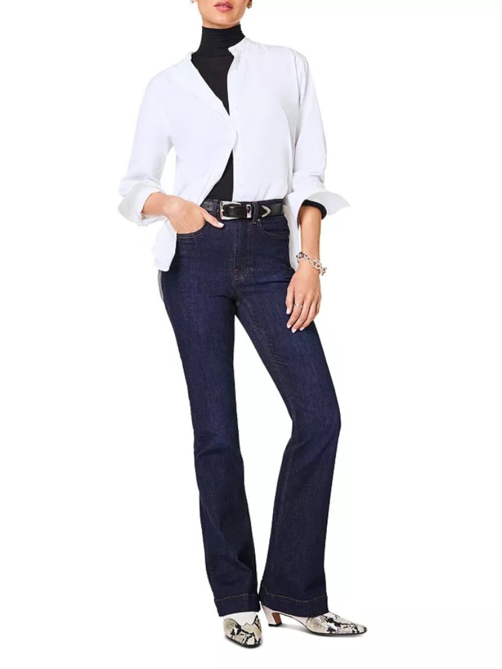 SPANX® Redefine High Rise Flare Jeans in Dark Indigo